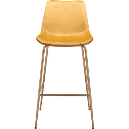 Tony Bar Chair Yellow & Gold - LOOMLAN - Zuo Modern - Bar Stools