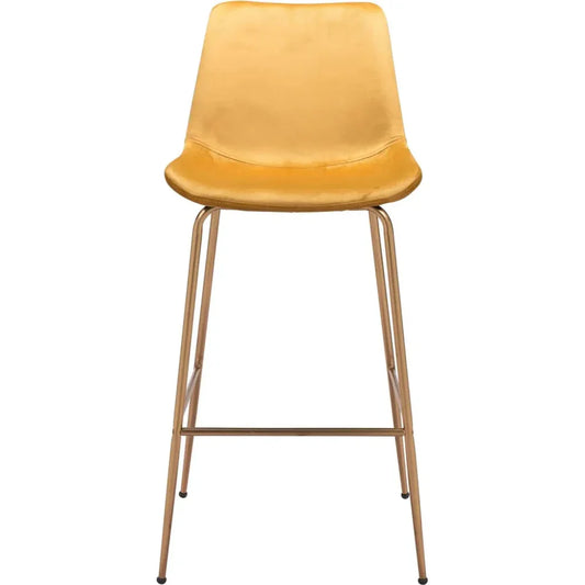 Tony Bar Chair Yellow & Gold - LOOMLAN - Zuo Modern - Bar Stools