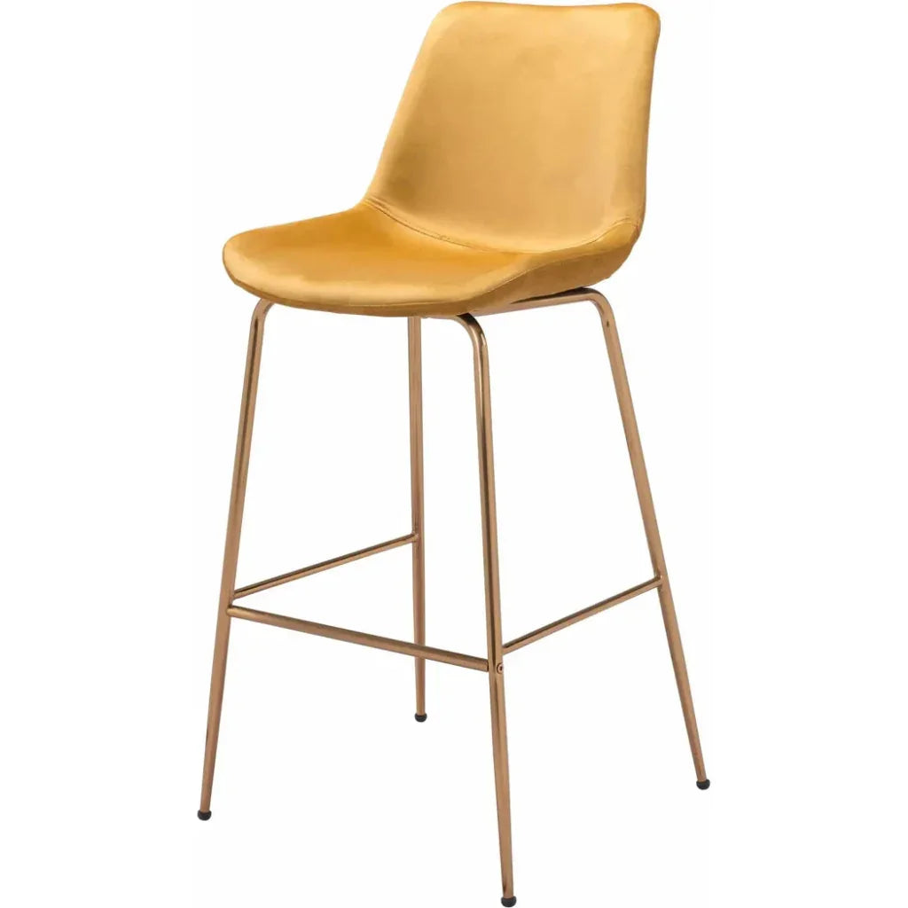 Tony Bar Chair Yellow & Gold - LOOMLAN - Zuo Modern - Bar Stools