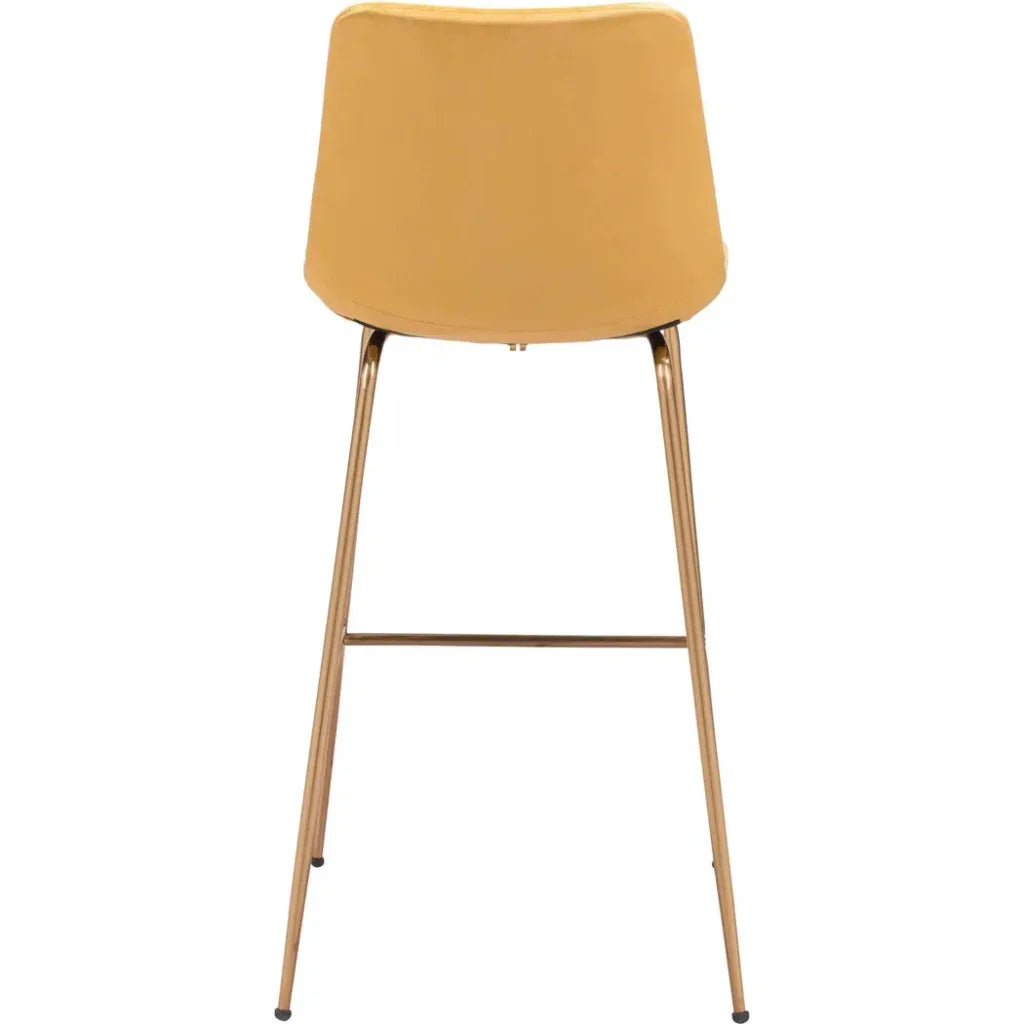 Tony Bar Chair Yellow & Gold - LOOMLAN - Zuo Modern - Bar Stools