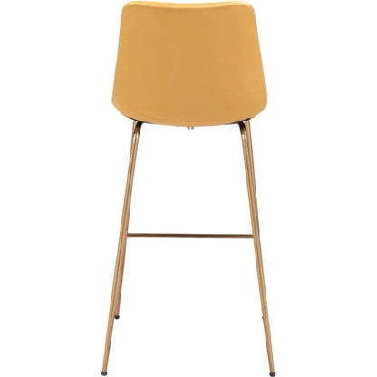 Tony Bar Chair Yellow & Gold - LOOMLAN - Zuo Modern - Bar Stools