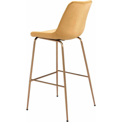 Tony Bar Chair Yellow & Gold - LOOMLAN - Zuo Modern - Bar Stools