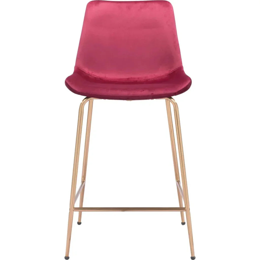Tony Counter Chair Red & Gold - LOOMLAN - Zuo Modern - Counter Stools