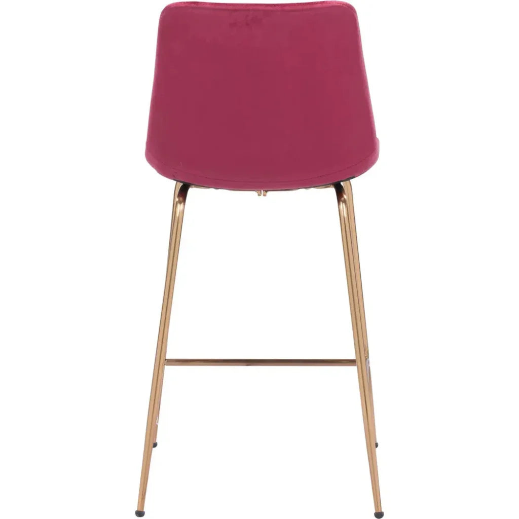 Tony Counter Chair Red & Gold - LOOMLAN - Zuo Modern - Counter Stools