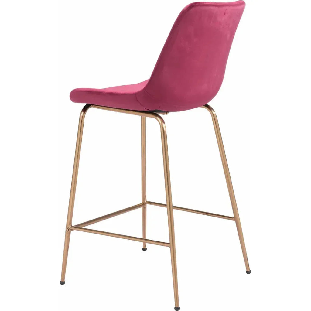Tony Counter Chair Red & Gold - LOOMLAN - Zuo Modern - Counter Stools