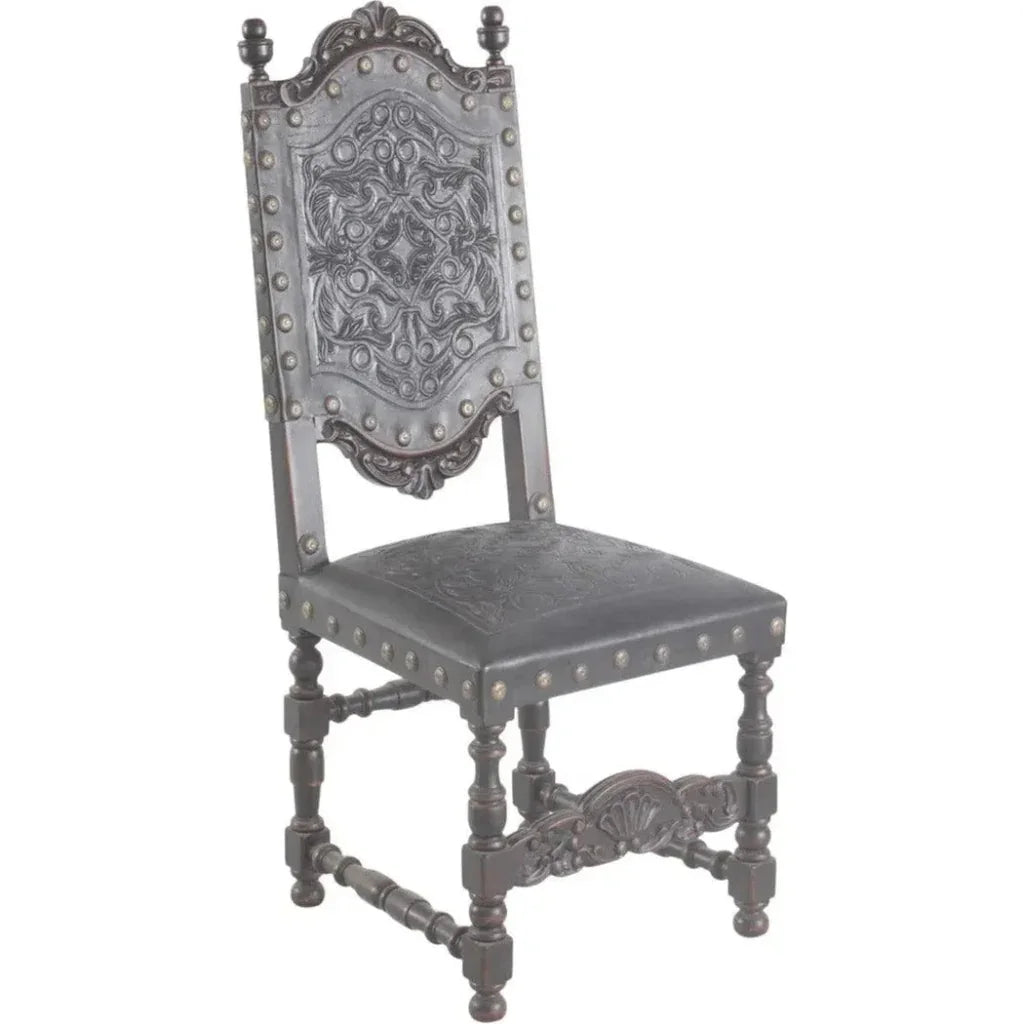 Tooled Leather Dining Chair Del Rey - LOOMLAN - Peninsula Home - Dining Chairs