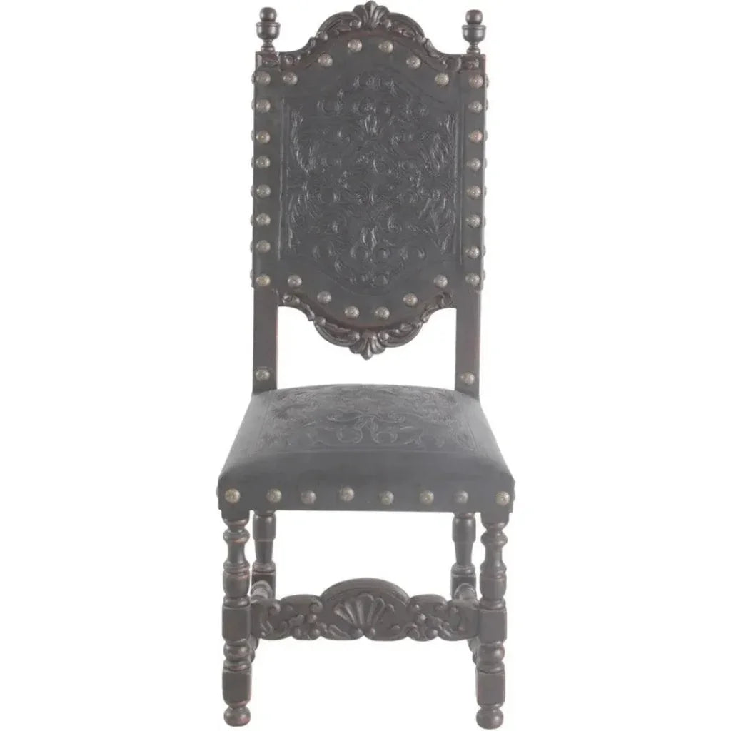 Tooled Leather Dining Chair Del Rey - LOOMLAN - Peninsula Home - Dining Chairs