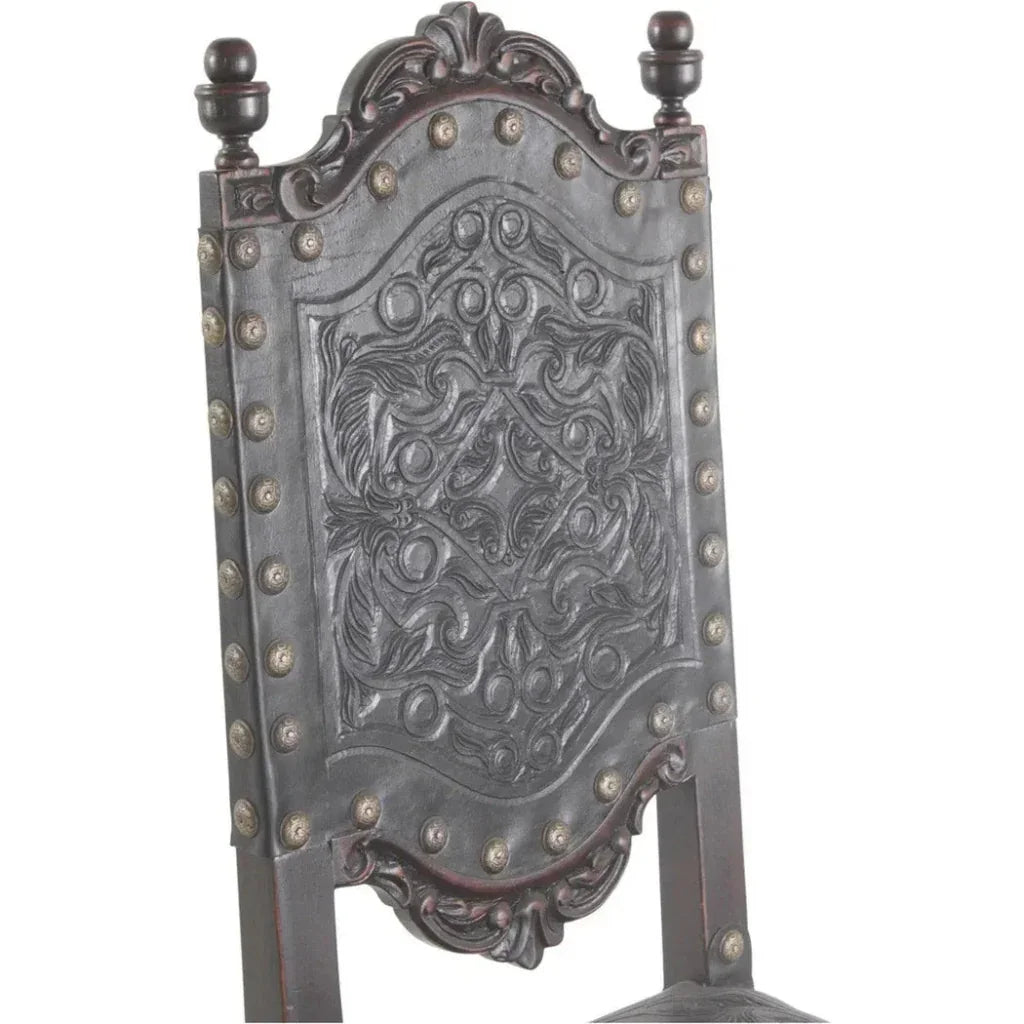 Tooled Leather Dining Chair Del Rey - LOOMLAN - Peninsula Home - Dining Chairs