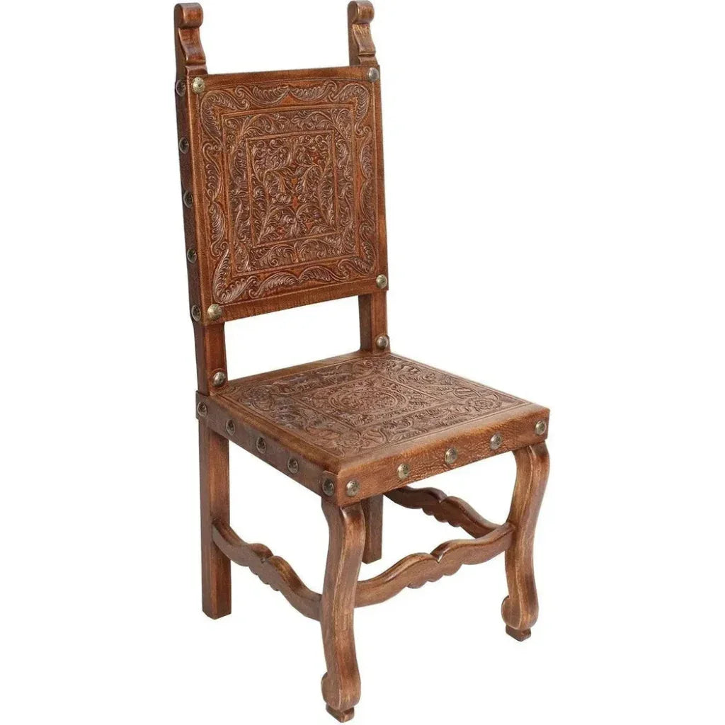 Tooled Leather Dining Chair Prado - LOOMLAN - Peninsula Home - Dining Chairs