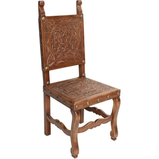 Tooled Leather Dining Chair Prado - LOOMLAN - Peninsula Home - Dining Chairs