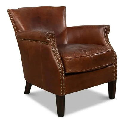 Topeka Leather Club Chair - LOOMLAN - Sarreid - Club Chairs