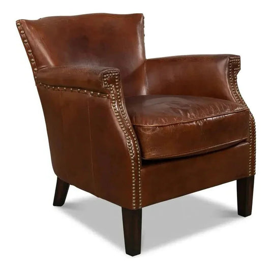 Topeka Leather Club Chair - LOOMLAN - Sarreid - Club Chairs