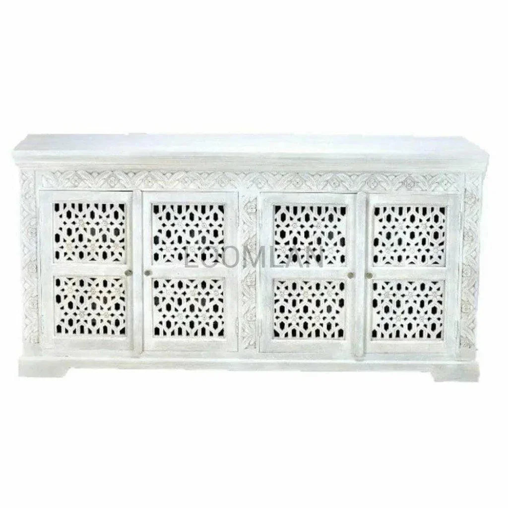 White Bohemian Lace 4 Door Sideboard Buffet - LOOMLAN - LOOMLAN - Sideboards
