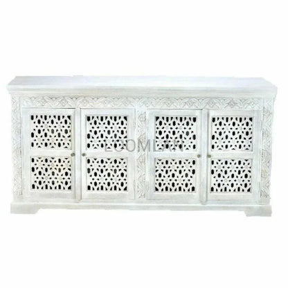 White Bohemian Lace 4 Door Sideboard Buffet - LOOMLAN - LOOMLAN - Sideboards