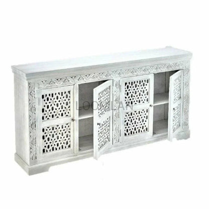 White Bohemian Lace 4 Door Sideboard Buffet - LOOMLAN - LOOMLAN - Sideboards