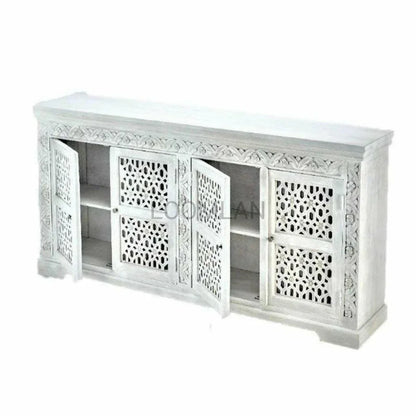 White Bohemian Lace 4 Door Sideboard Buffet - LOOMLAN - LOOMLAN - Sideboards