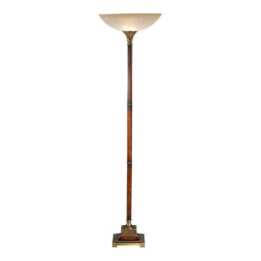 Torchiere Distressed Wood Made Floor Lamp-Floor Lamps-Wildwood-LOOMLAN
