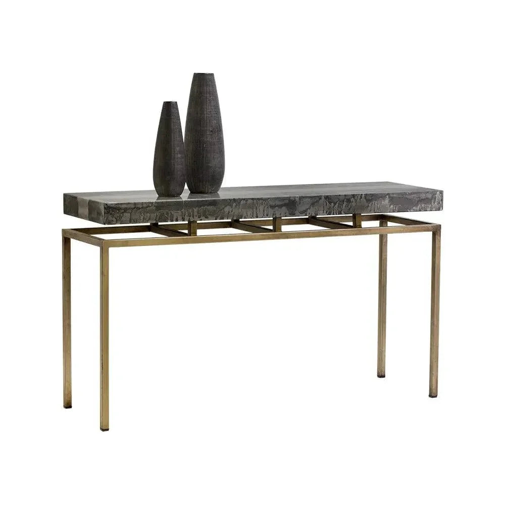 Toreno Console Table Hand Iron Antique Brass Base - LOOMLAN - SUNPAN - Console Tables