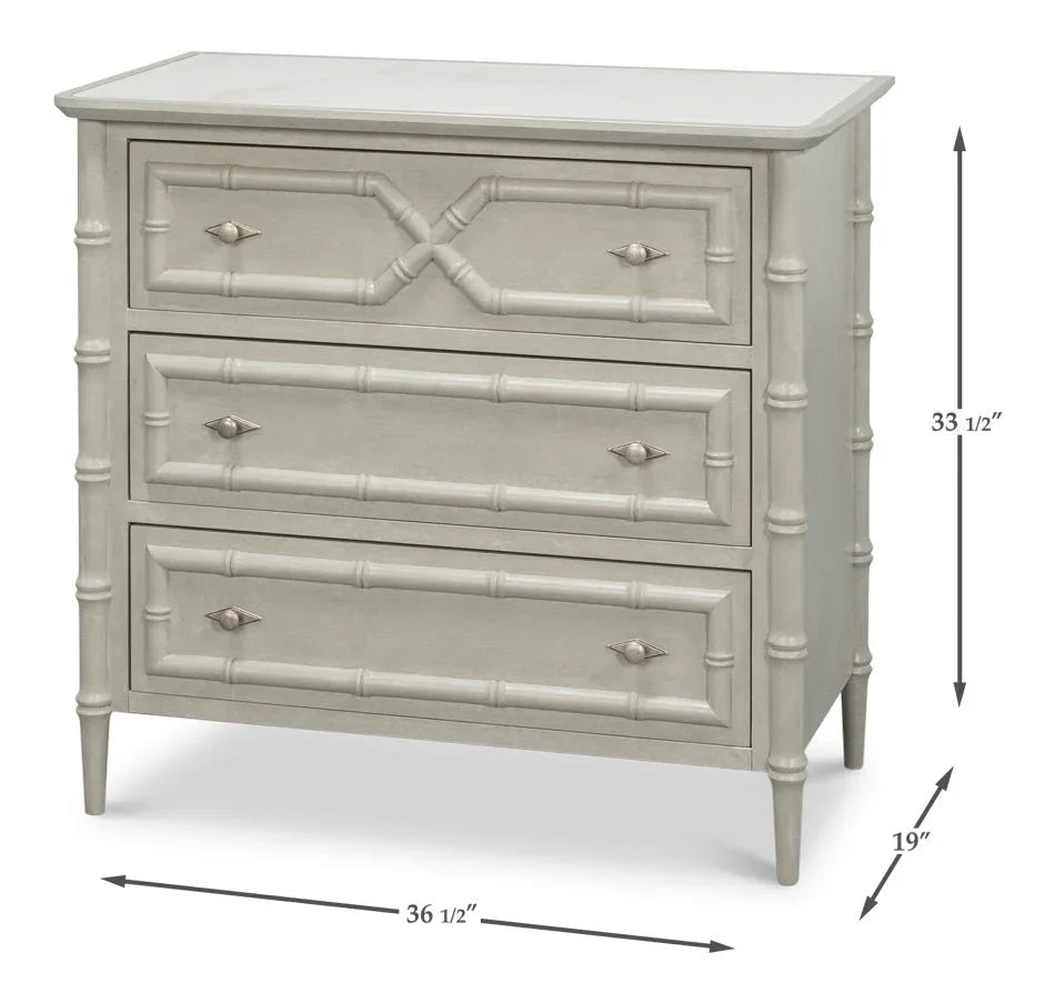 Tortola Three Drawer White Chest - LOOMLAN - Sarreid - Chests