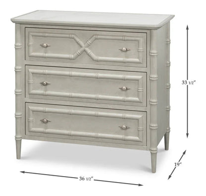 Tortola Three Drawer White Chest - LOOMLAN - Sarreid - Chests