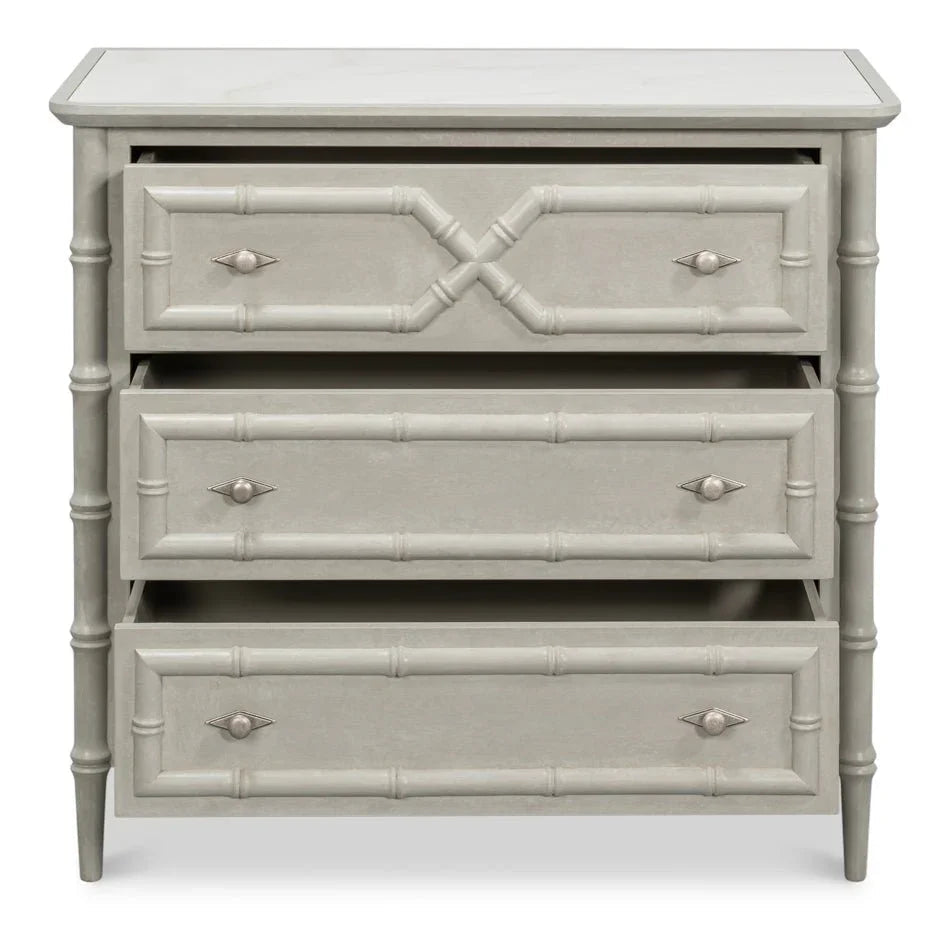 Tortola Three Drawer White Chest - LOOMLAN - Sarreid - Chests
