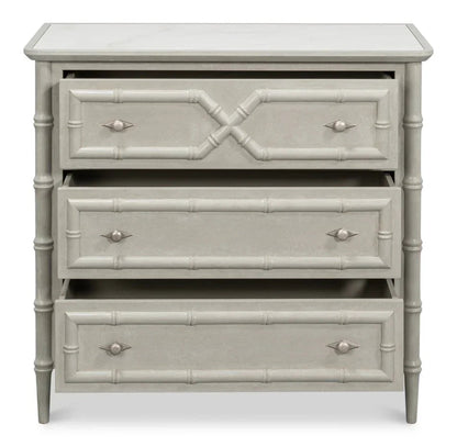 Tortola Three Drawer White Chest - LOOMLAN - Sarreid - Chests