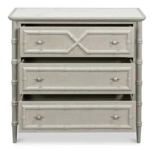 Tortola Three Drawer White Chest - LOOMLAN - Sarreid - Chests