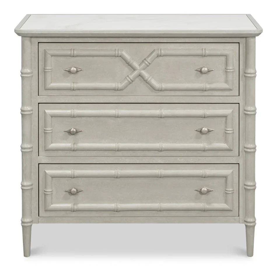 Tortola Three Drawer White Chest - LOOMLAN - Sarreid - Chests