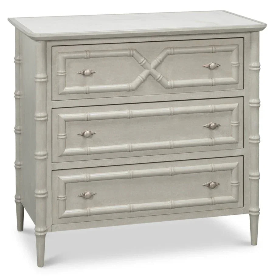 Tortola Three Drawer White Chest - LOOMLAN - Sarreid - Chests