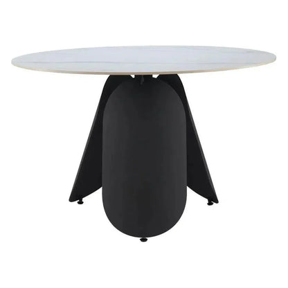 Toru Stone & Steel White Round Dining Table-Dining Tables-Zuo Modern-LOOMLAN