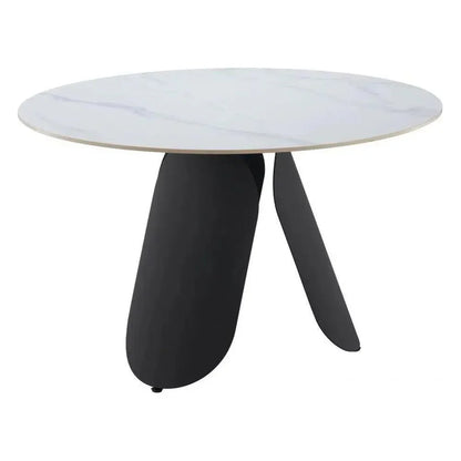 Toru Stone & Steel White Round Dining Table-Dining Tables-Zuo Modern-LOOMLAN