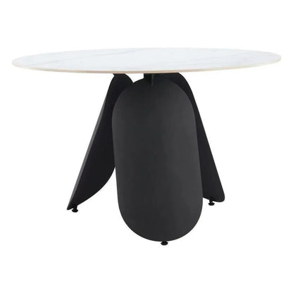 Toru Stone & Steel White Round Dining Table-Dining Tables-Zuo Modern-LOOMLAN