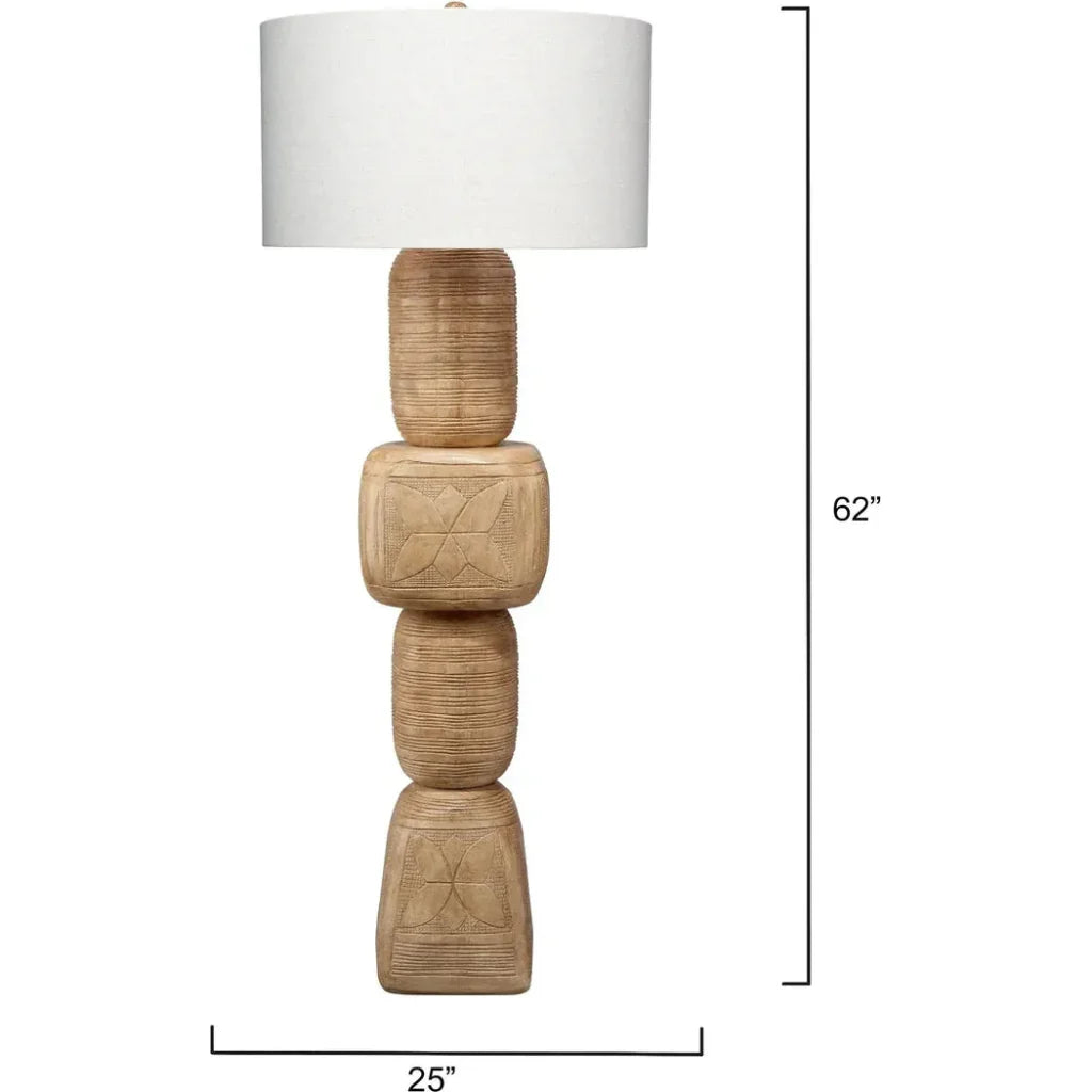 Totem Hand-Carved Wood Floor Lamp