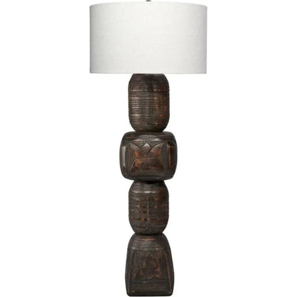 Totem Hand-Carved Wood Floor Lamp