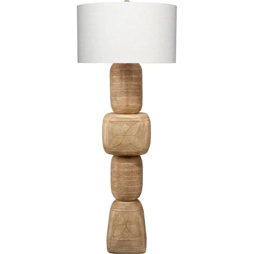 Totem Hand-Carved Wood Floor Lamp