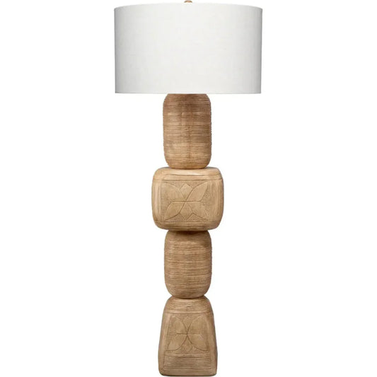 Totem Hand-Carved Wood Floor Lamp