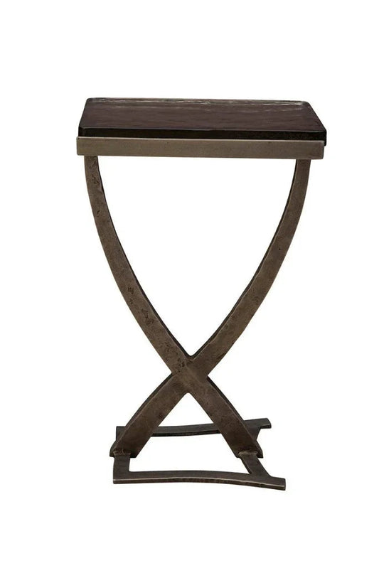 Toulon Brass Rectangular Side Table - LOOMLAN - Furniture Classics - Side Tables