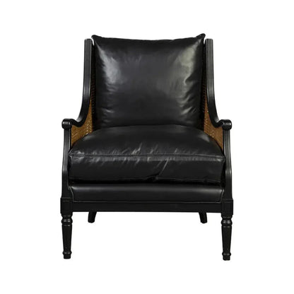 Tova Leather Black Occasional Chair - LOOMLAN - Furniture Classics - Club Chairs