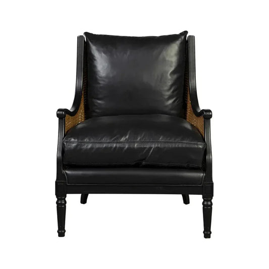 Tova Leather Black Occasional Chair - LOOMLAN - Furniture Classics - Club Chairs