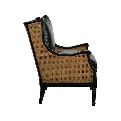 Tova Leather Black Occasional Chair - LOOMLAN - Furniture Classics - Club Chairs