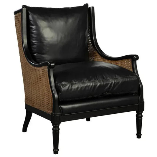 Tova Leather Black Occasional Chair - LOOMLAN - Furniture Classics - Club Chairs
