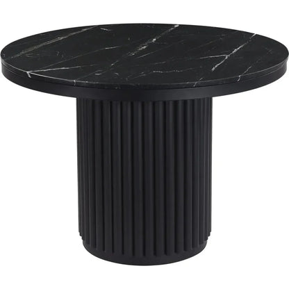 Tower Black Marble & Wood Round Dining Table-Dining Tables-Moe's Home-LOOMLAN