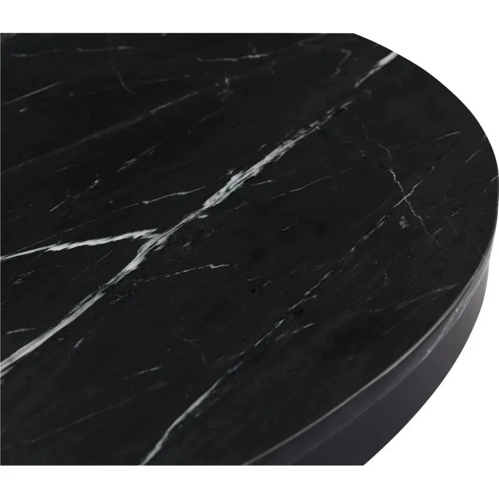 Tower Black Marble & Wood Round Dining Table-Dining Tables-Moe's Home-LOOMLAN