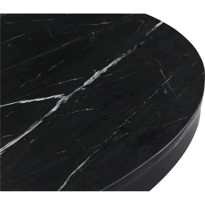 Tower Black Marble & Wood Round Dining Table-Dining Tables-Moe's Home-LOOMLAN