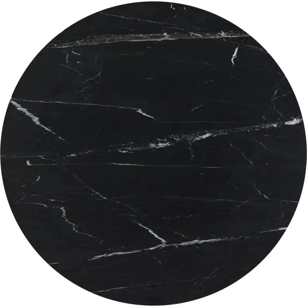 Tower Black Marble & Wood Round Dining Table-Dining Tables-Moe's Home-LOOMLAN