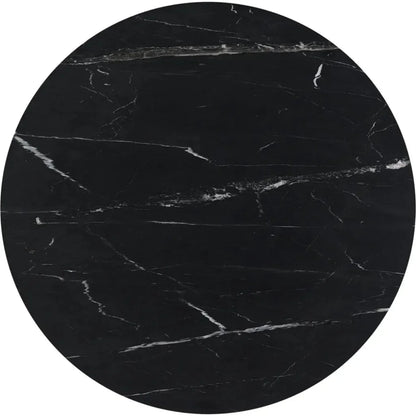 Tower Black Marble & Wood Round Dining Table-Dining Tables-Moe's Home-LOOMLAN
