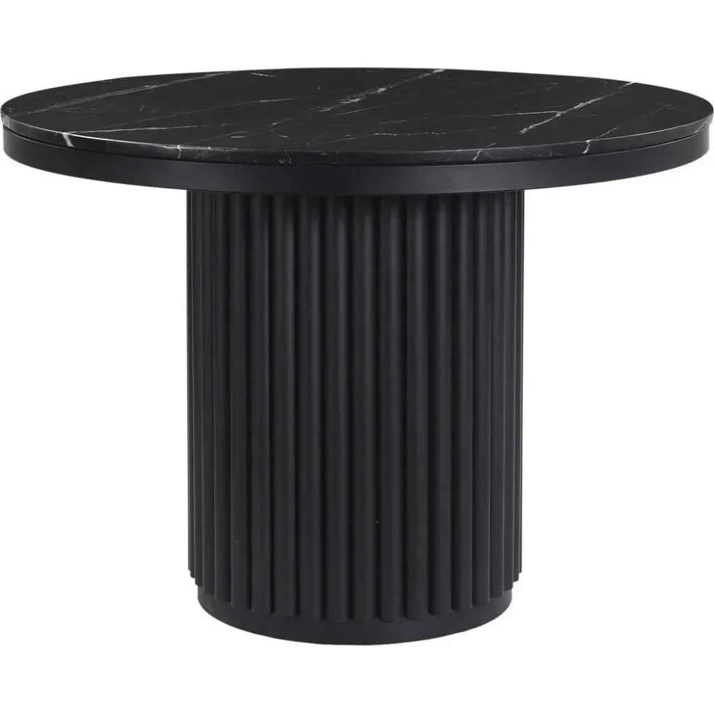Tower Black Marble & Wood Round Dining Table-Dining Tables-Moe's Home-LOOMLAN