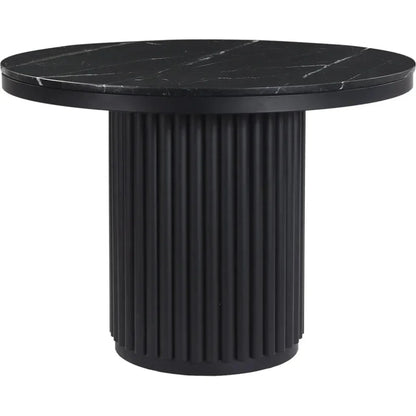Tower Black Marble & Wood Round Dining Table-Dining Tables-Moe's Home-LOOMLAN