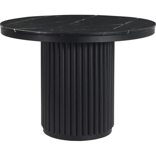 Tower Black Marble & Wood Round Dining Table-Dining Tables-Moe's Home-LOOMLAN