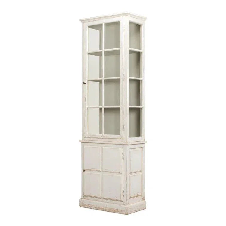 Tower Bookcase Curio Cabinet Glass Doors - LOOMLAN - Sarreid - Buffets & Curios